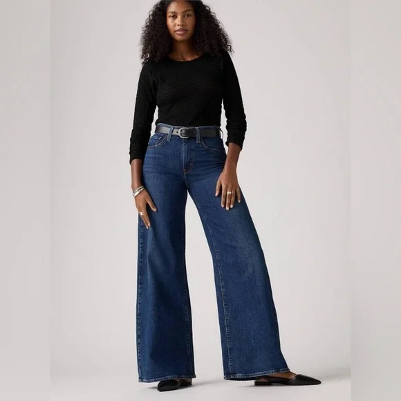 LEVIS Jeans Wide Leg NWT High Rise 728 Premium Woodstock Dark Wash Blue Size 27 - Picture 16 of 16